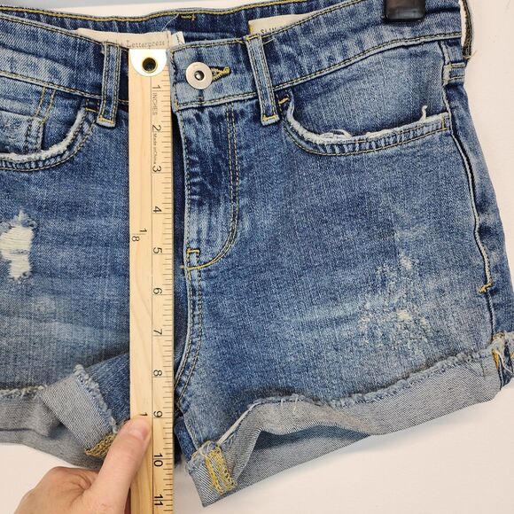 Pilcro Slim Boyfriend Denim Shorts Size 25" Roll Up Mid Rise Anthropologie - Picture 9 of 12